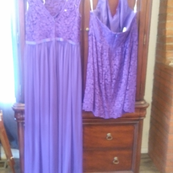 David's Bridal purple long or short dress - Picture 2 of 3